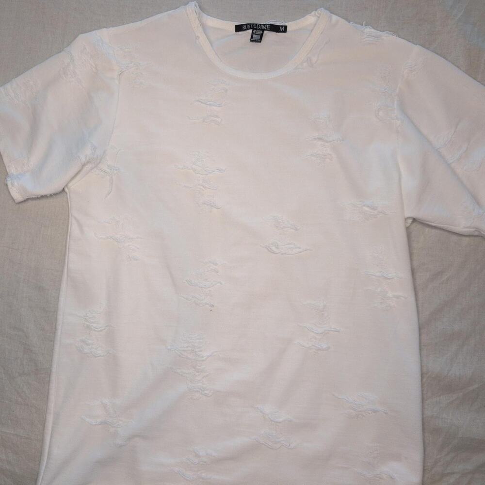 White distressed tee